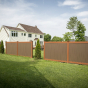 Illusions Vinyl Fence V300-6 Shown in Brown (L106) and Brick Red (E108)