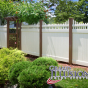 V3706-6 Brown and White Color Vinyl Privacy Fence with Stepped Classic Victorian Topper