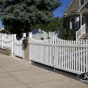 Classic Victorian Picket with Scalloped Top, Scalloped Rails, Walk Gate and Drive Gates in White (C101)