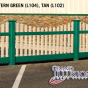 V352-4TR Picket Vinyl Fence with Dog Ear Caps in Eastern Green (L104) and Tan (L102)