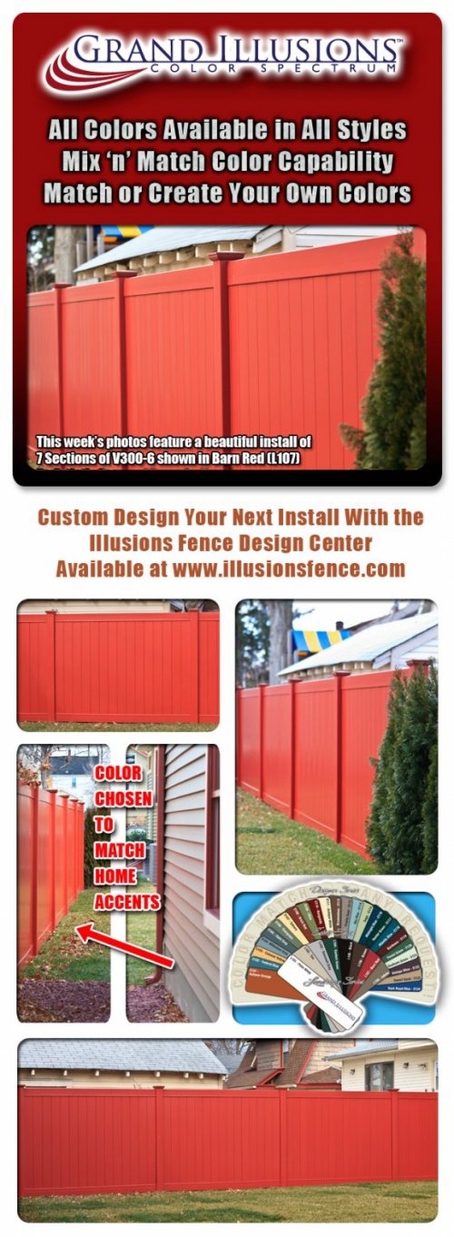 Tongue & Groove Vinyl Privacy Fence in Barn Red