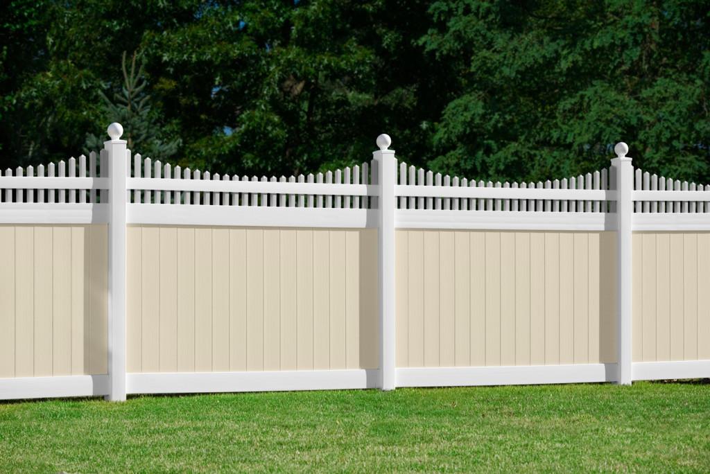 illusions pvc vinyl privacy fence beige and white panels
