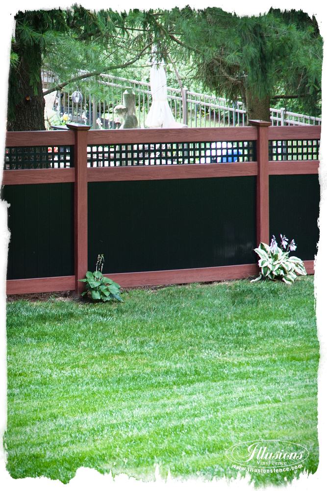 Rosewood and Black PVC Vinyl Privacy Fence | Illusions Fence