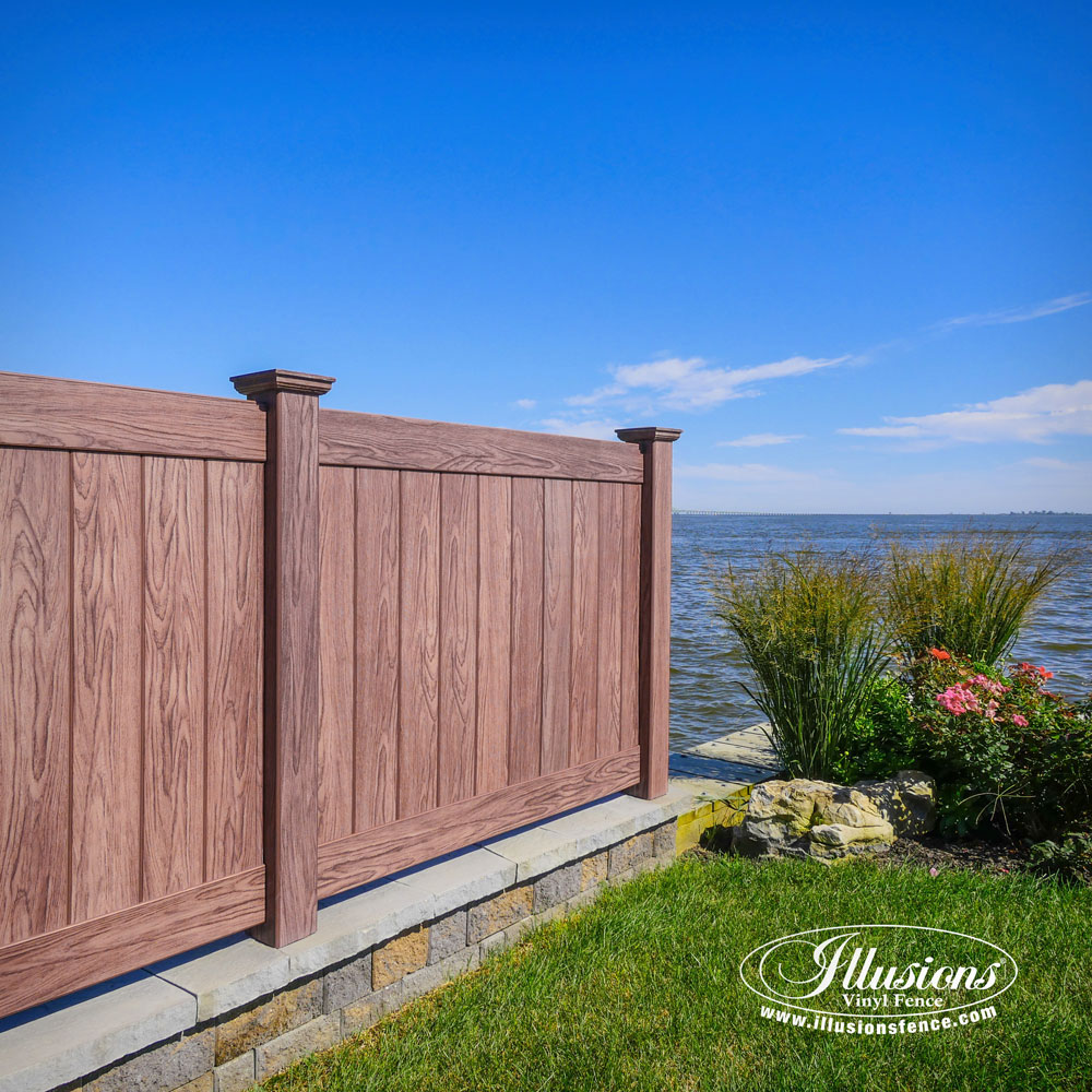 Gorgeous Illusions Walnut PVC Vinyl Fence - Illusions Vinyl Fence