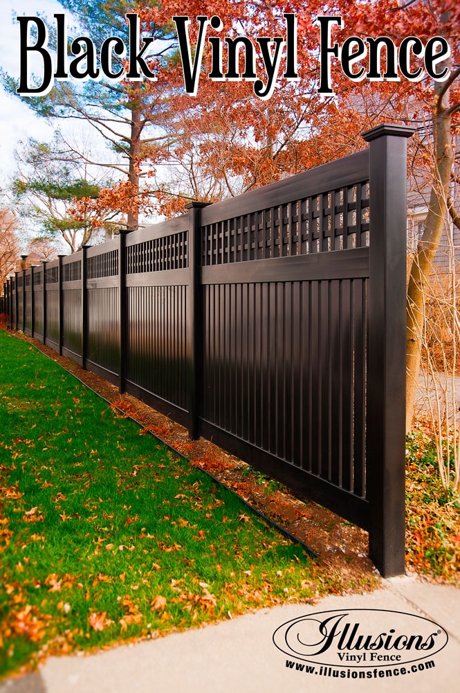 New Fence Ideas. Black V52153OE-6L105 PVC Vinyl Semi-Privacy Fence From Illusions Vinyl Fence Adds Amazing Character to Your Landscaping. #landscapingideas