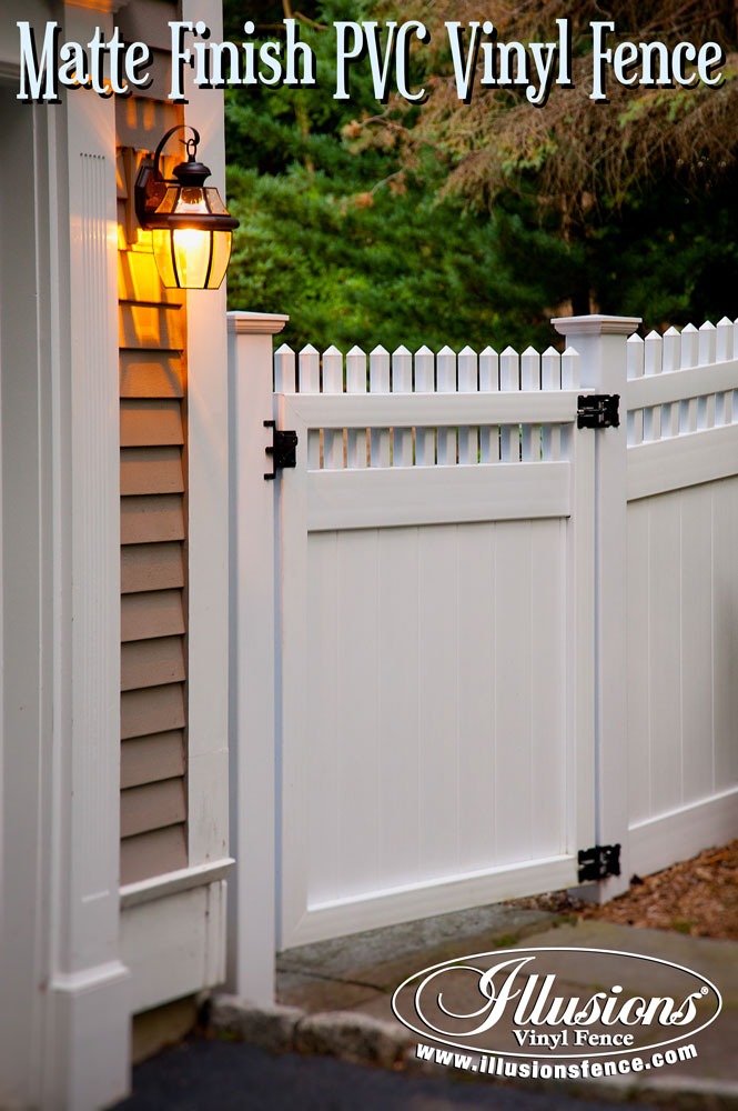 New Fence Ideas. Gorgeous White PVC Vinyl Matte Finish Fence and Matching Gates from Illusions Vinyl Fence Are Perfect for Your Home Decor. #fenceideas
