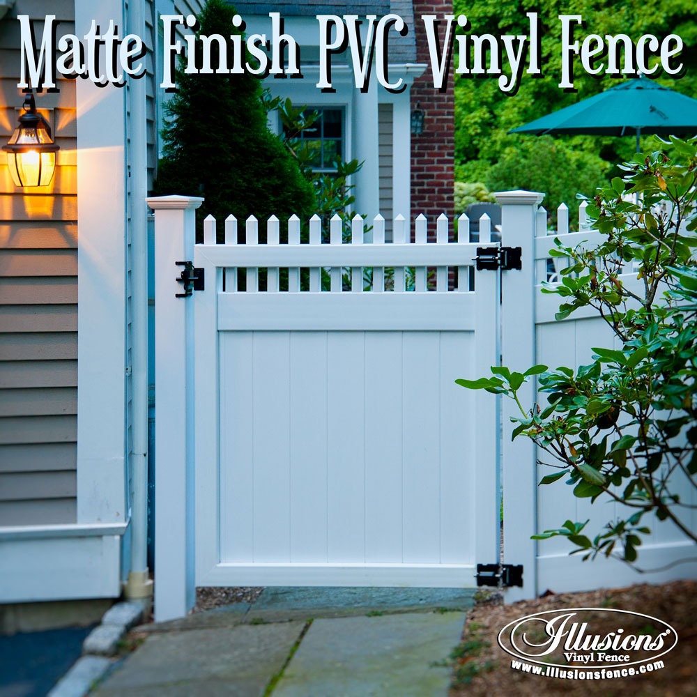 New Fence Ideas. Gorgeous White PVC Vinyl Matte Finish Fence and Matching Gates from Illusions Vinyl Fence Are Perfect for Your Home Decor. #fenceideas