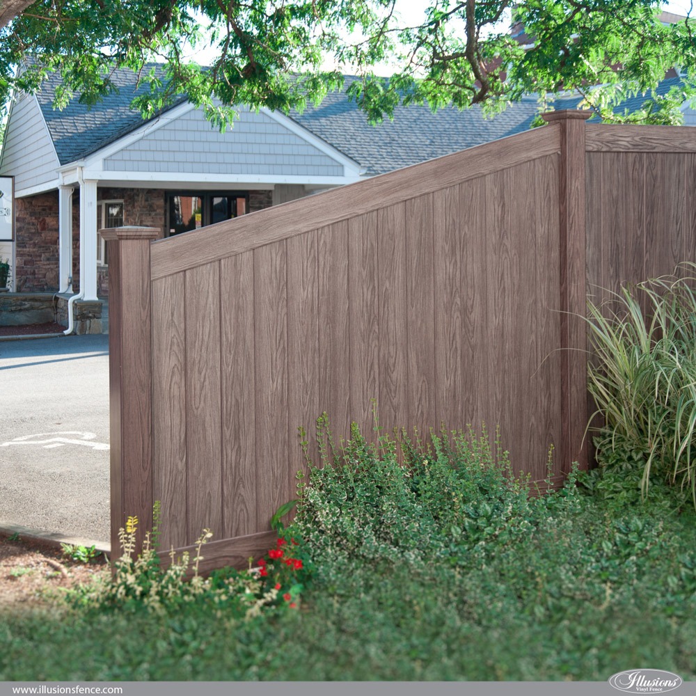 Illusions Walnut PVC VInyl Taper Privacy Fence Section