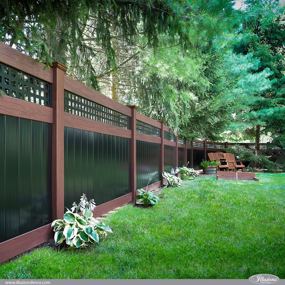 Rosewood and Black PVC vinyl privacy fence