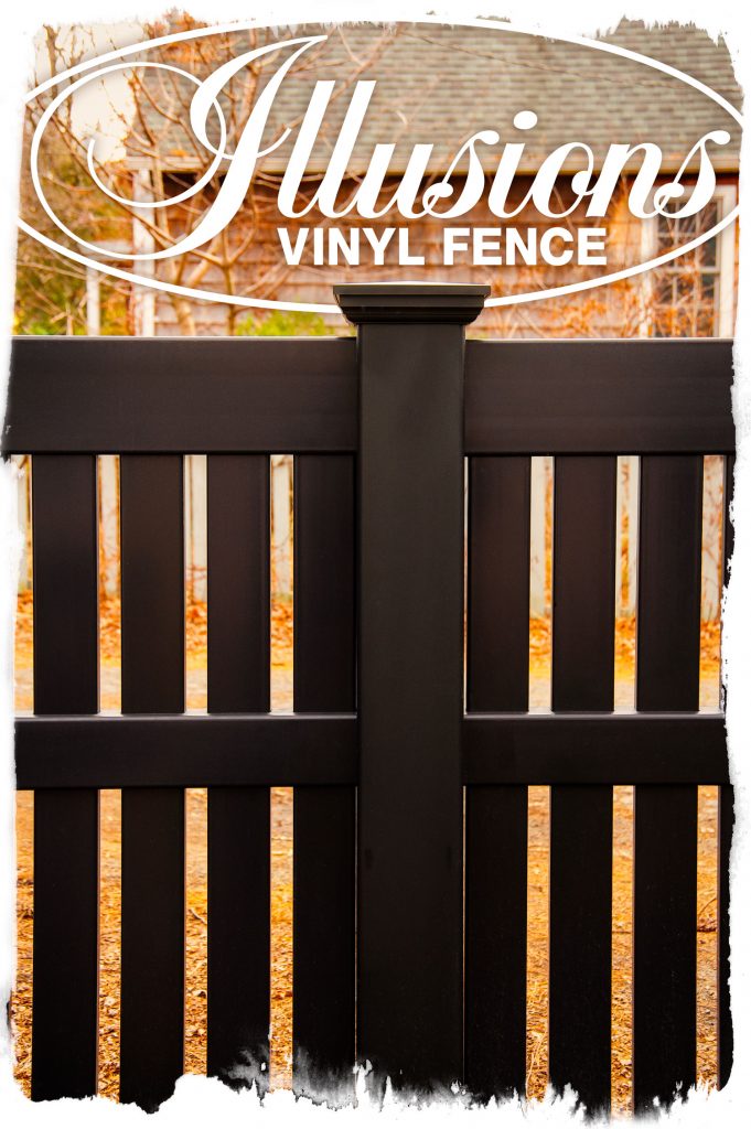 Black V500 Style Semi-Privacy Illusions Vinyl Fence Panels look like painted wood fence without the maintenance #fence #fences #fencepanels #fencingpanels #vinylfence #vinylfencing #black #blackfence #colorfence #woodfence #fencecompany #fenceinstaller #fencecontractor #pvcfence #pvcfences #newyoark #longisland #longislandny #suffolkcounty #nassaucounty #connecticut #rhodeisland #pennsylvania #newjersey #massachusetts