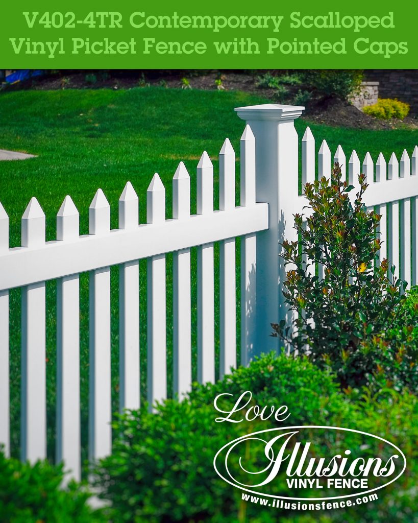 Your American Dream is just a fence away with this Illusions V402-4TR 4foot high Classic White contemporary vinyl picket fence #picketfence #americandream #fence #fences #fencing #vinylfence #vinylfencing #fencepanels #fenceideas #homeideas #homedecor #backyardideas #privacyfence #privacyfences #fencecompany #bestfence #fencecontractor #fenceinstaller #yardfence