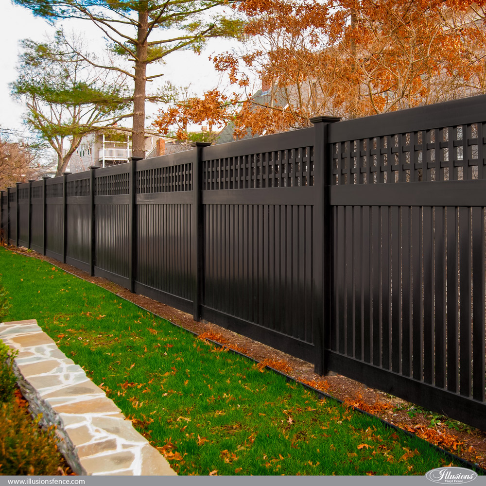 Illusions black pvc vinyl lattice semi privacy fence